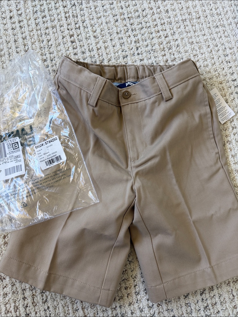 NWT Lands' End Boys Khaki School Shorts - Tan size 7